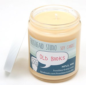 Old Books — Book Lovers’ Scented Soy Candle — by Frostbeard on Etsy
