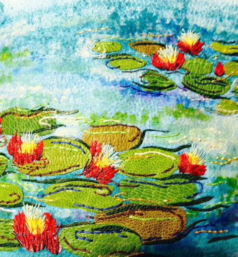 Detail of Hanna Brown’s binding for a book on Monet