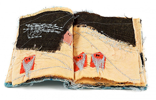 libro-1991-collage di stoffe e filoBook. Fabric and Thread Collage, 1991