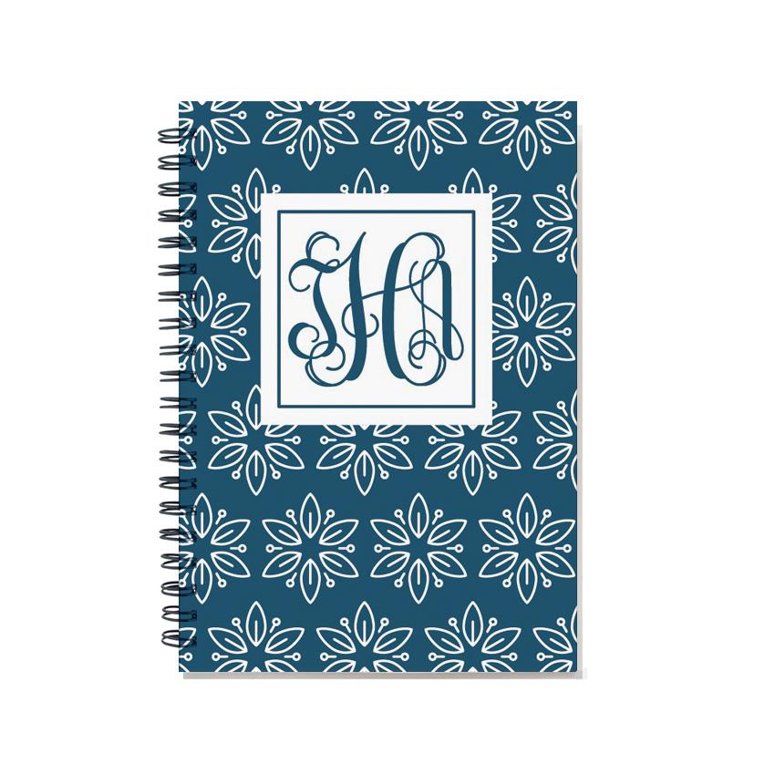 monthly planner calendar notebook with monogram initials.